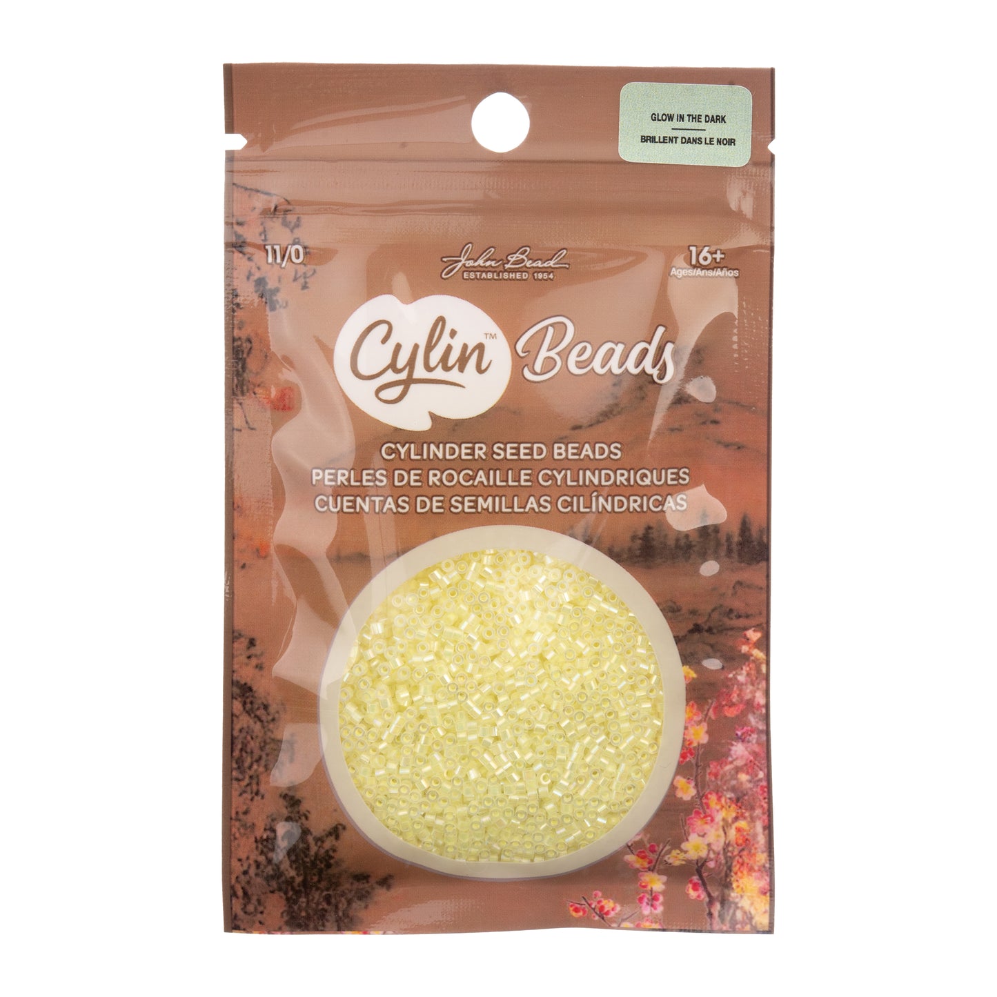 Yellow AB Glow in the Dark Cylin Beads - 25g Bag