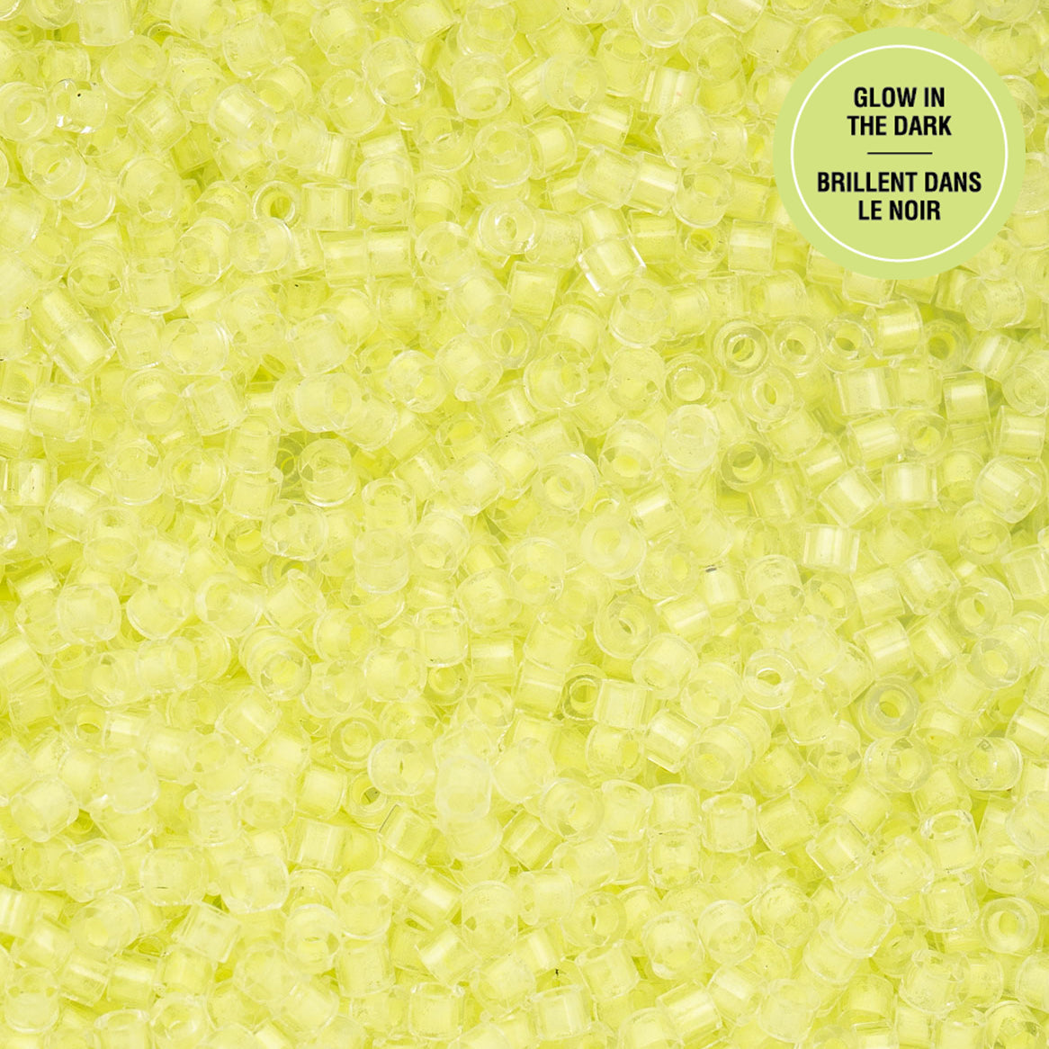 Yellow Neon Glow in the Dark Cylin Beads - 25g Bag