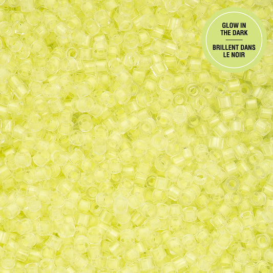 Yellow Neon Glow in the Dark Cylin Beads - 25g Bag