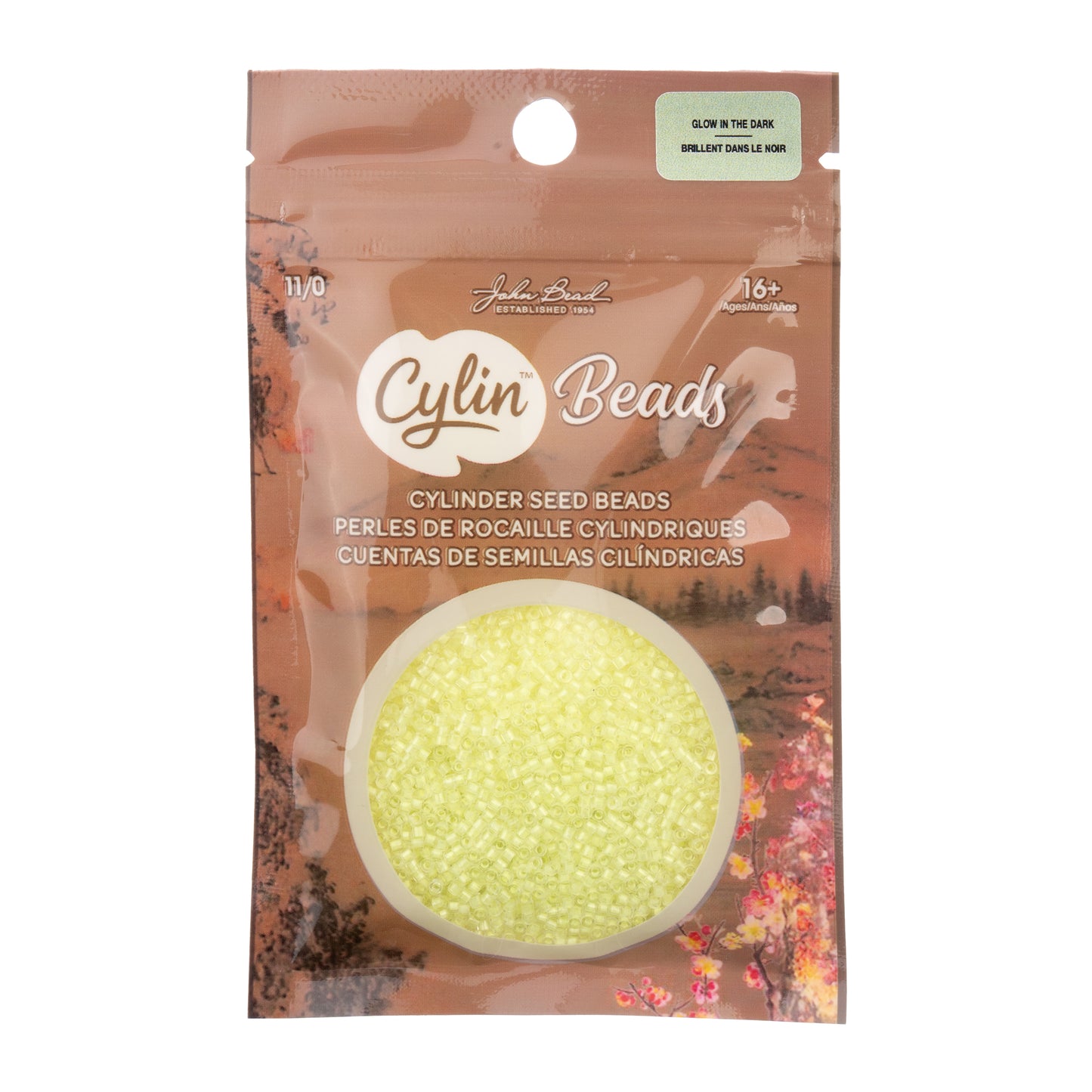Yellow Neon Glow in the Dark Cylin Beads - 25g Bag