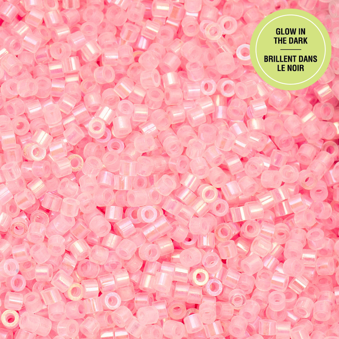 Pink Neon AB Glow in the Dark Cylin Beads - 25g Bag