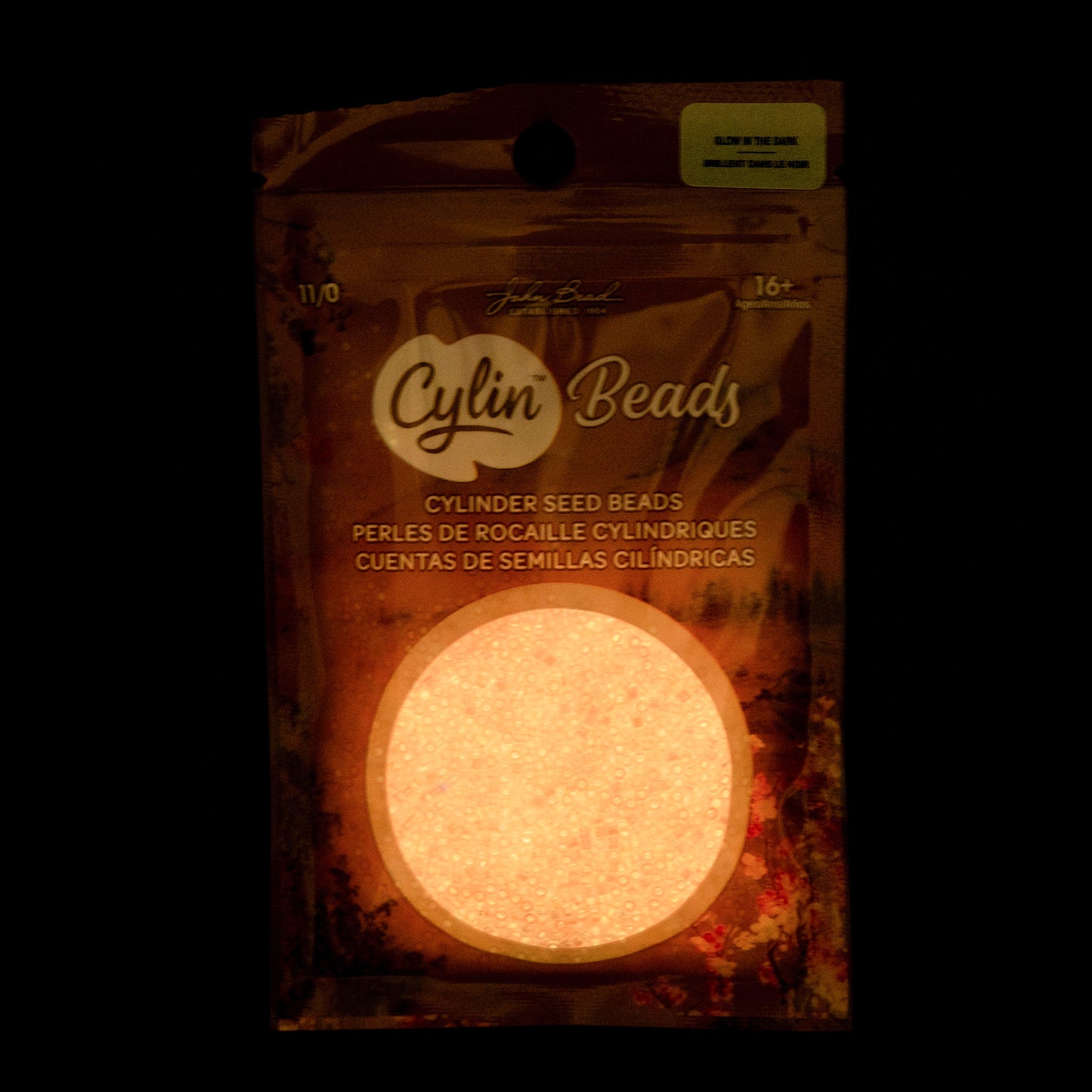 Pink Neon AB Glow in the Dark Cylin Beads - 25g Bag