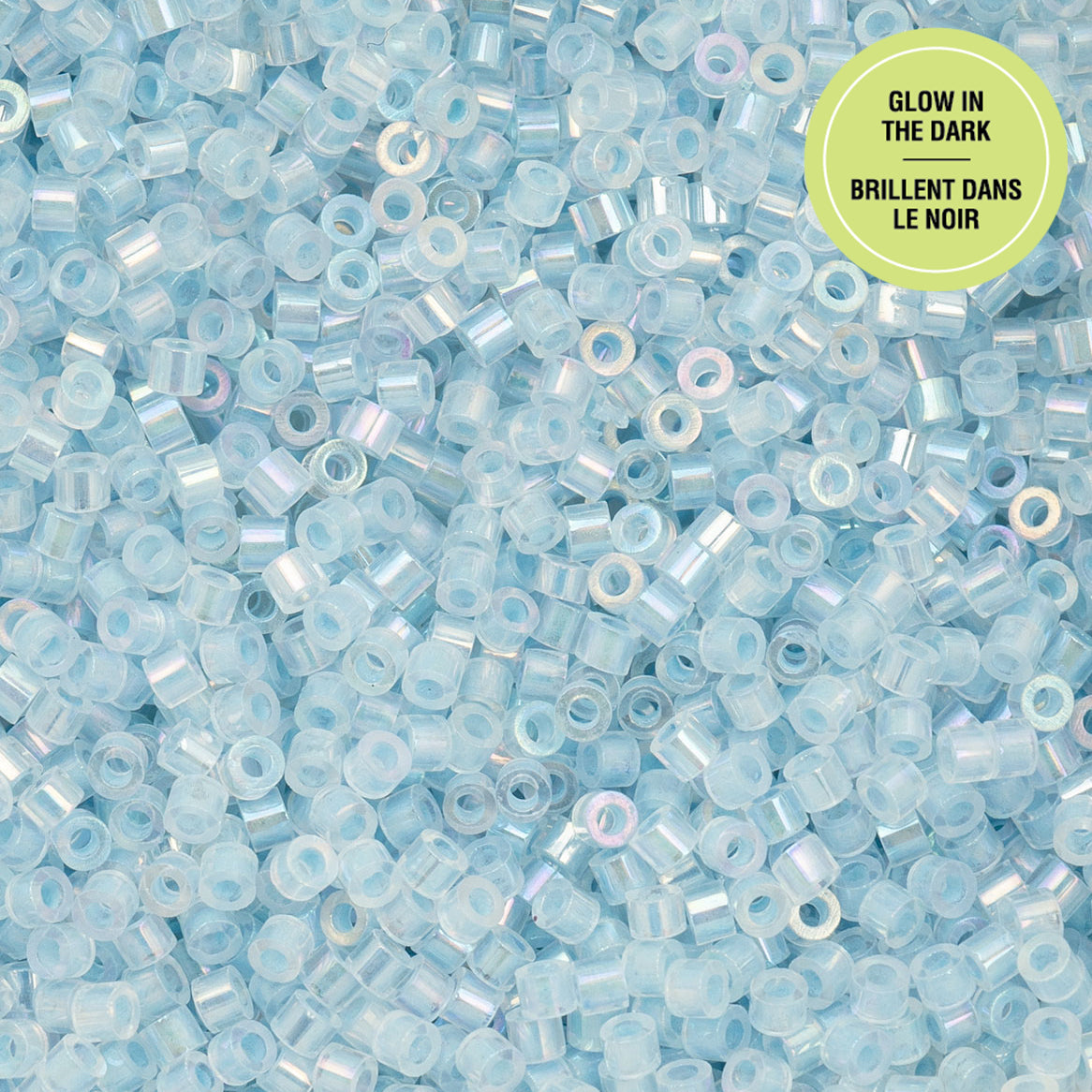 Blue AB Glow in the Dark Cylin Beads - 25g Bag
