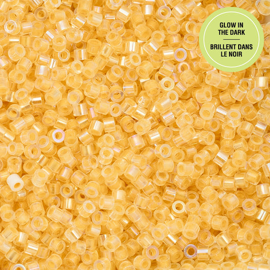 Gold Yellow AB Glow in the Dark Cylin Beads - 25g Bag