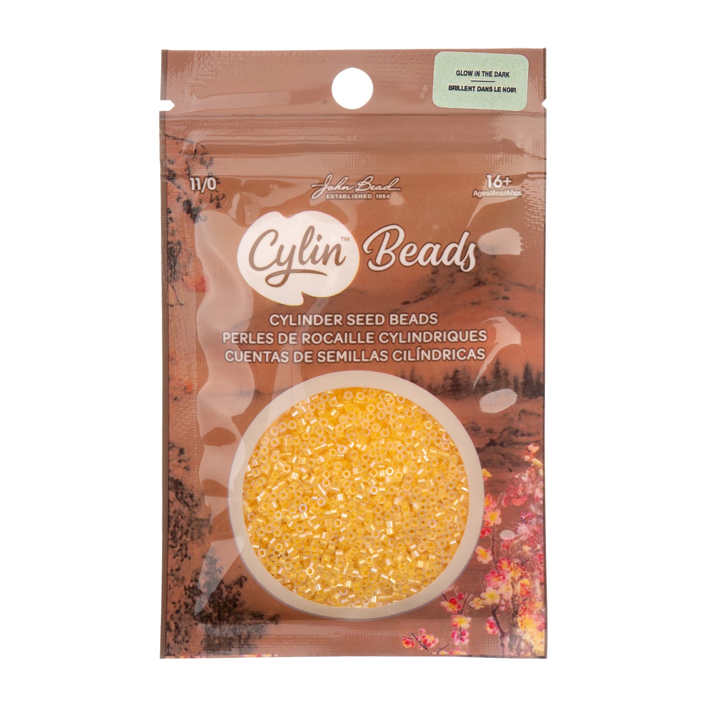 Gold Yellow AB Glow in the Dark Cylin Beads - 25g Bag