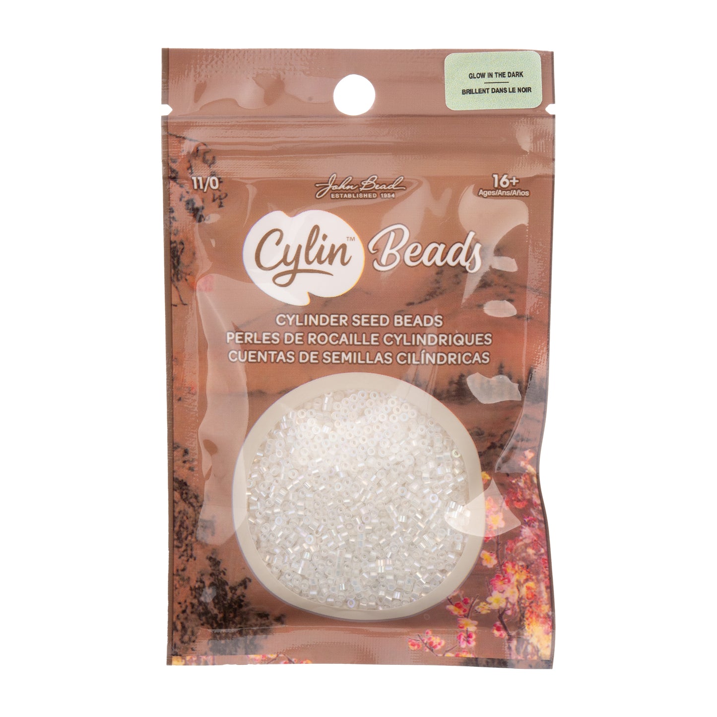 White to Turquoise AB Glow in the Dark Cylin Beads - 25g Bag
