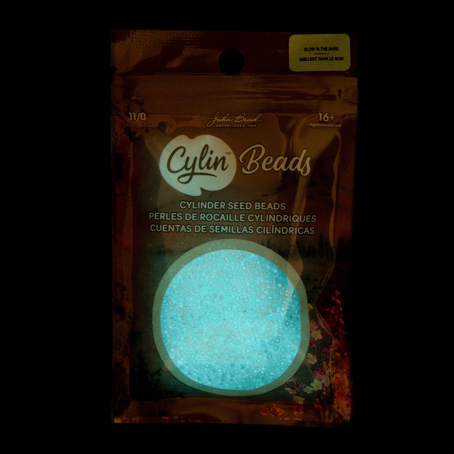 White to Turquoise AB Glow in the Dark Cylin Beads - 25g Bag