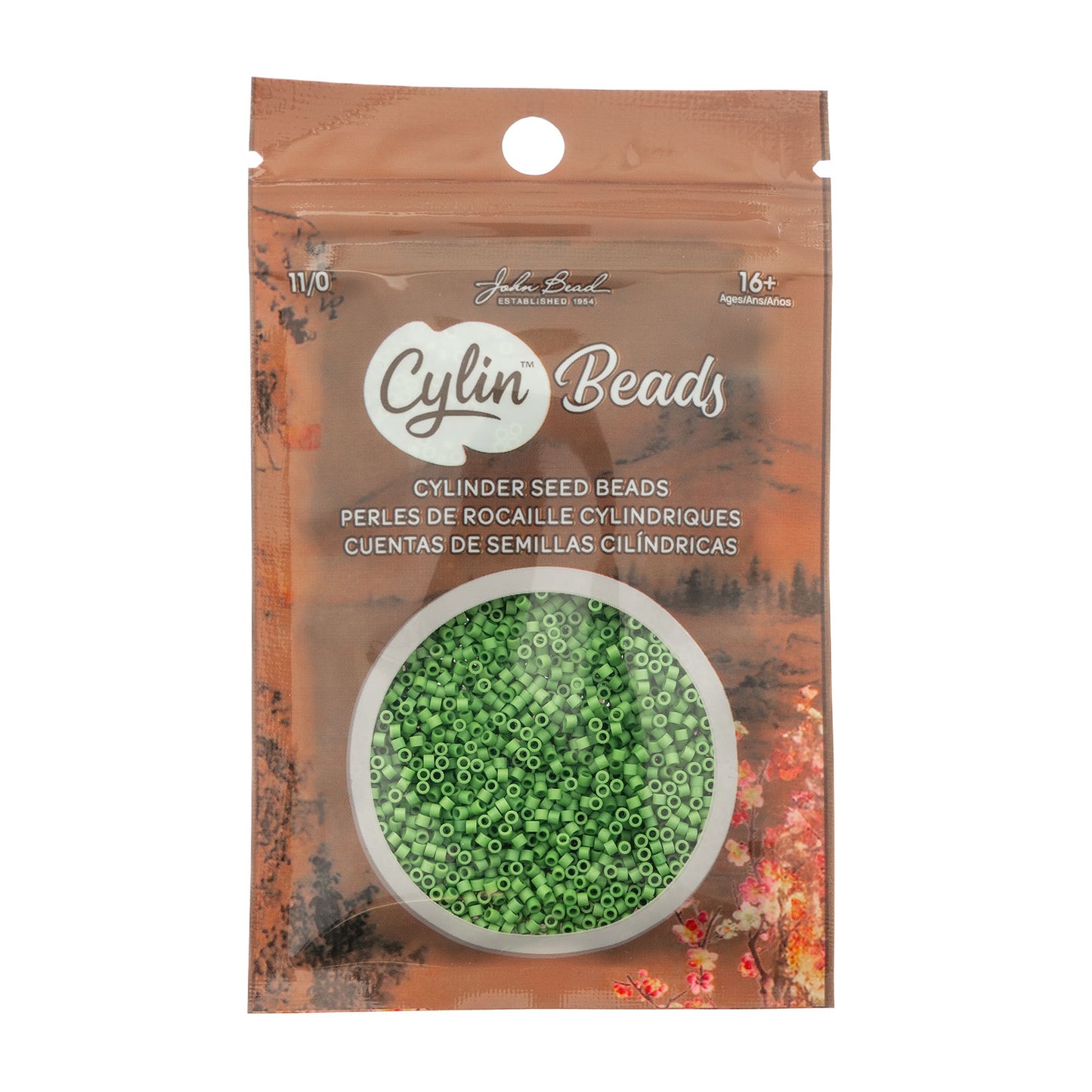 Opaque Spring Green Cylin Beads - 25g Bag