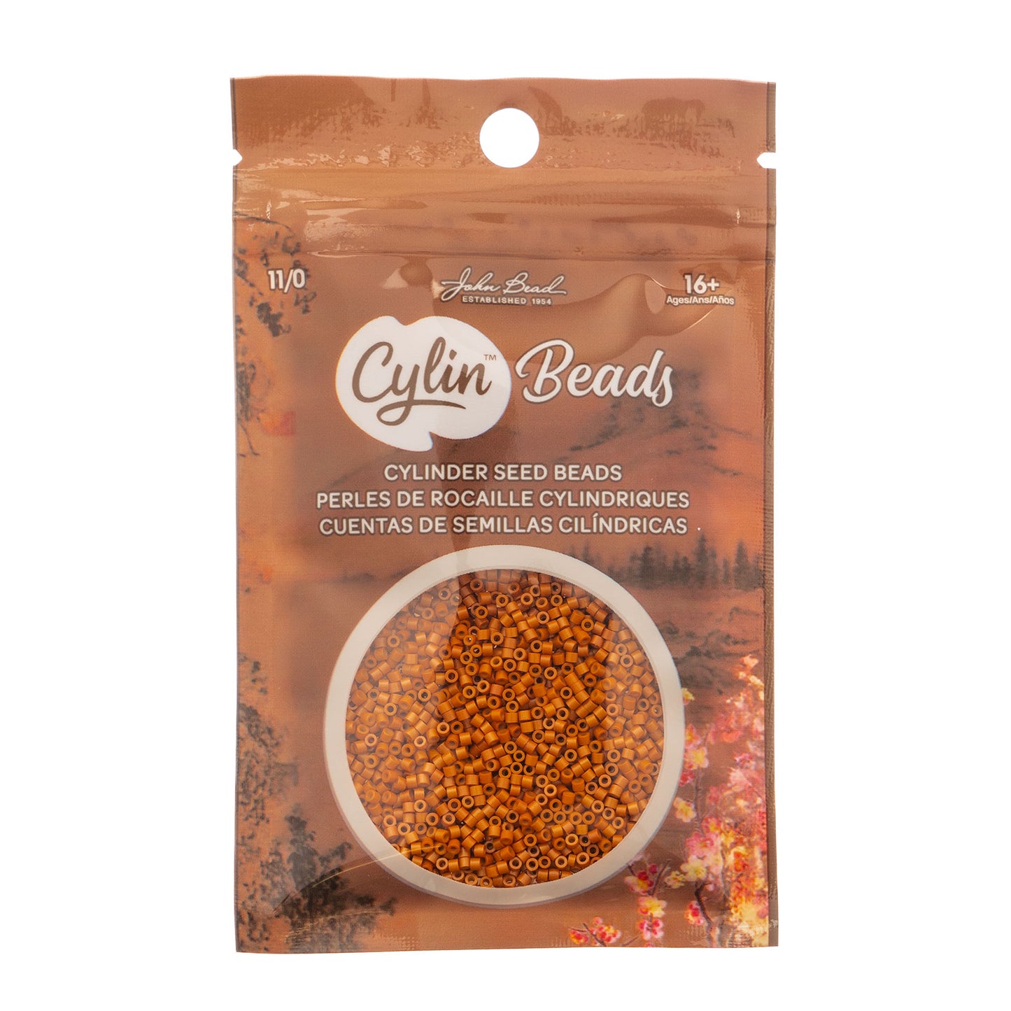 Opaque Pumpkin Orange Cylin Beads - 25g Bag