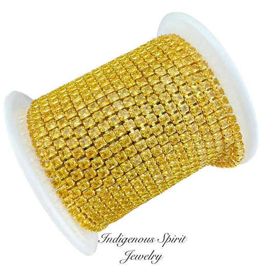 2.5 Square Topaz 18k Yellow Gold Plated Cubic Zirconia Banding