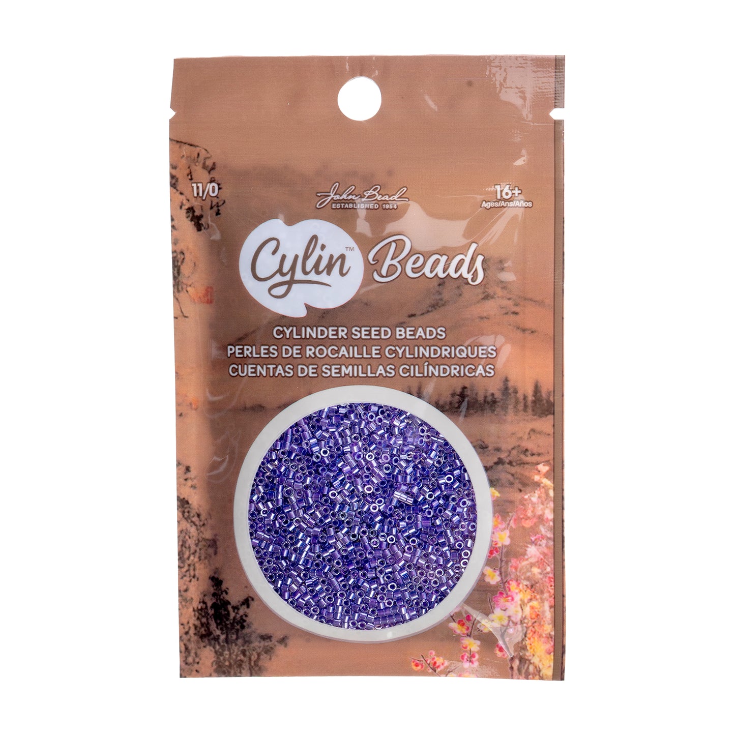 Lavender Gemdust Cylin Beads - 25g Bag
