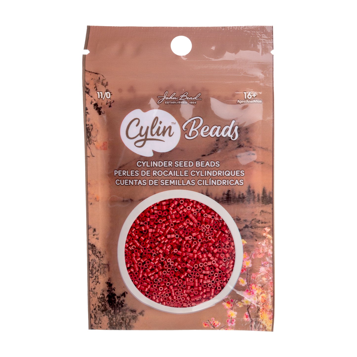 Dark Red Matte Cylin Beads - 25g Bag
