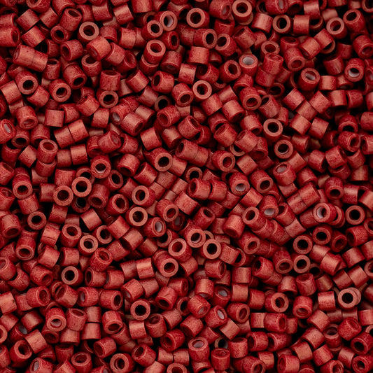 Dark Red Maroon Metallic Matte Cylin Beads - 25g Bag