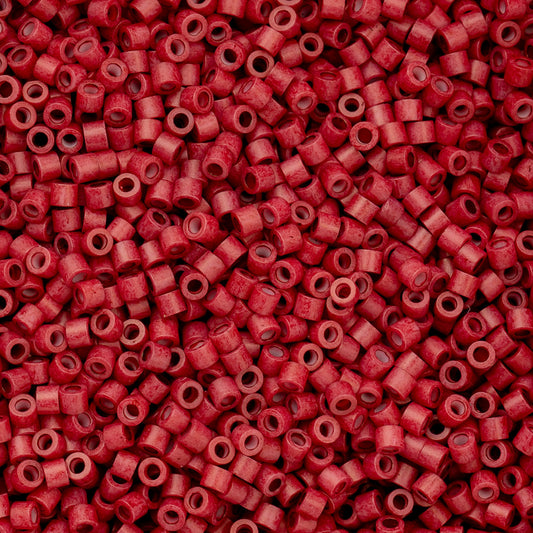 Opaque Red Matte Cylin Beads - 25g Bag