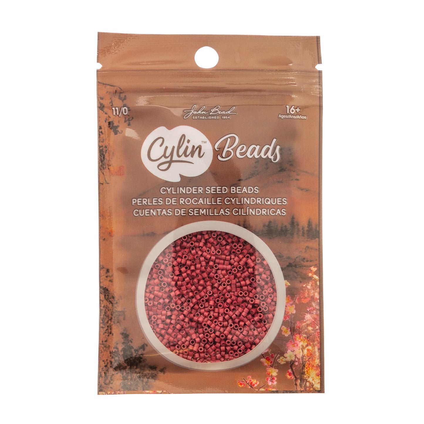 Opaque Red Matte Cylin Beads - 25g Bag