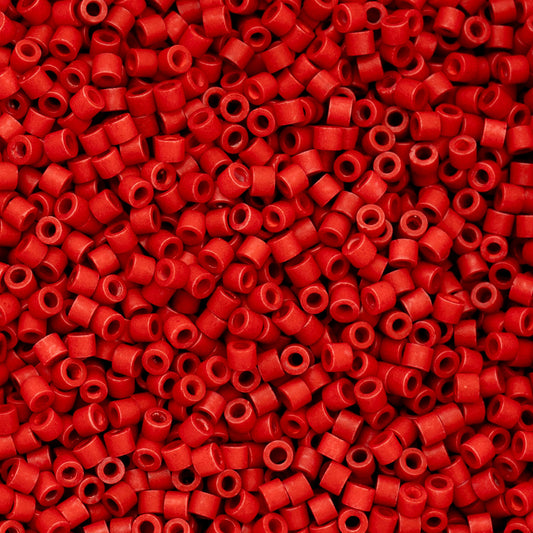 Red Matte Cylin Beads - 25g Bag
