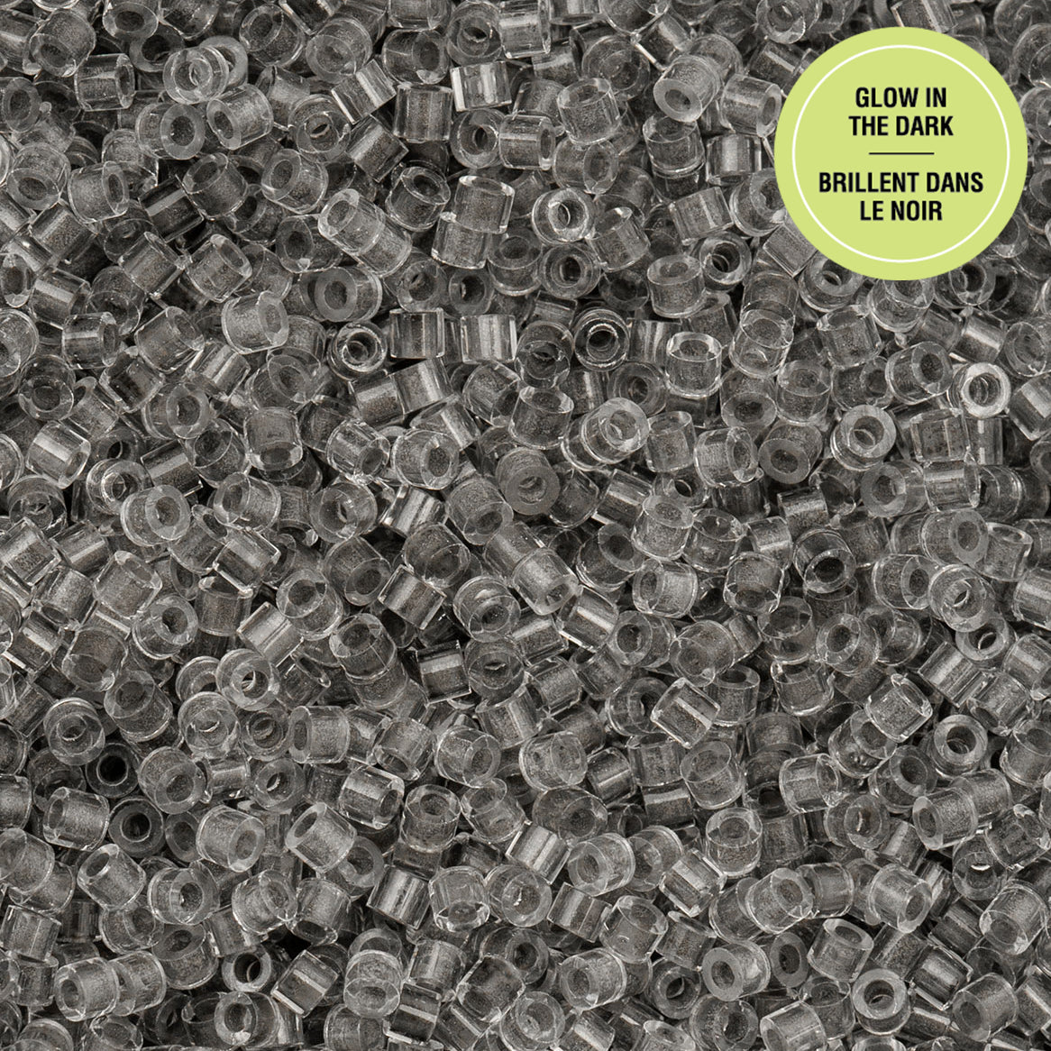 Grey Glow in the Dark Cylin Beads - 25g Bag
