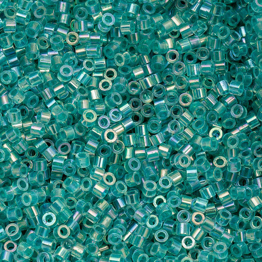 Transparent Teal Caribbean AB Cylin Beads - 25g Bag