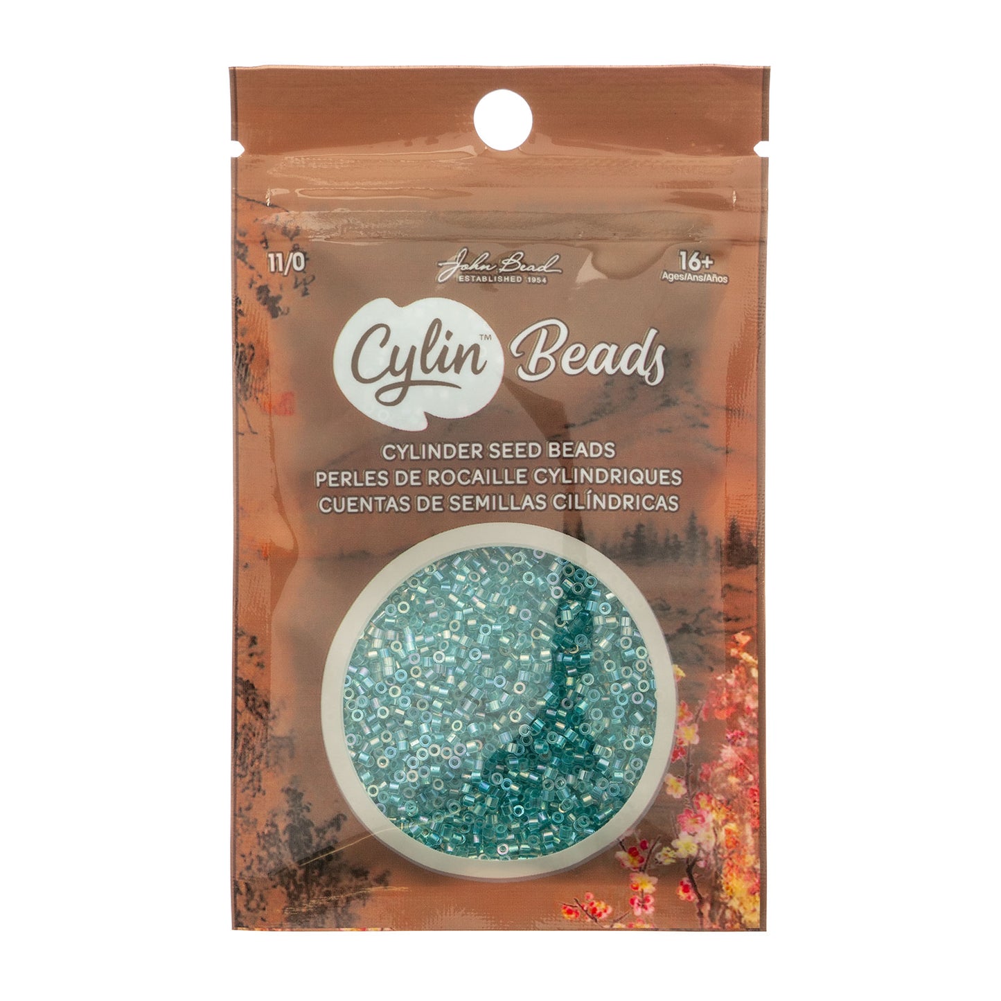 Transparent Teal Caribbean AB Cylin Beads - 25g Bag