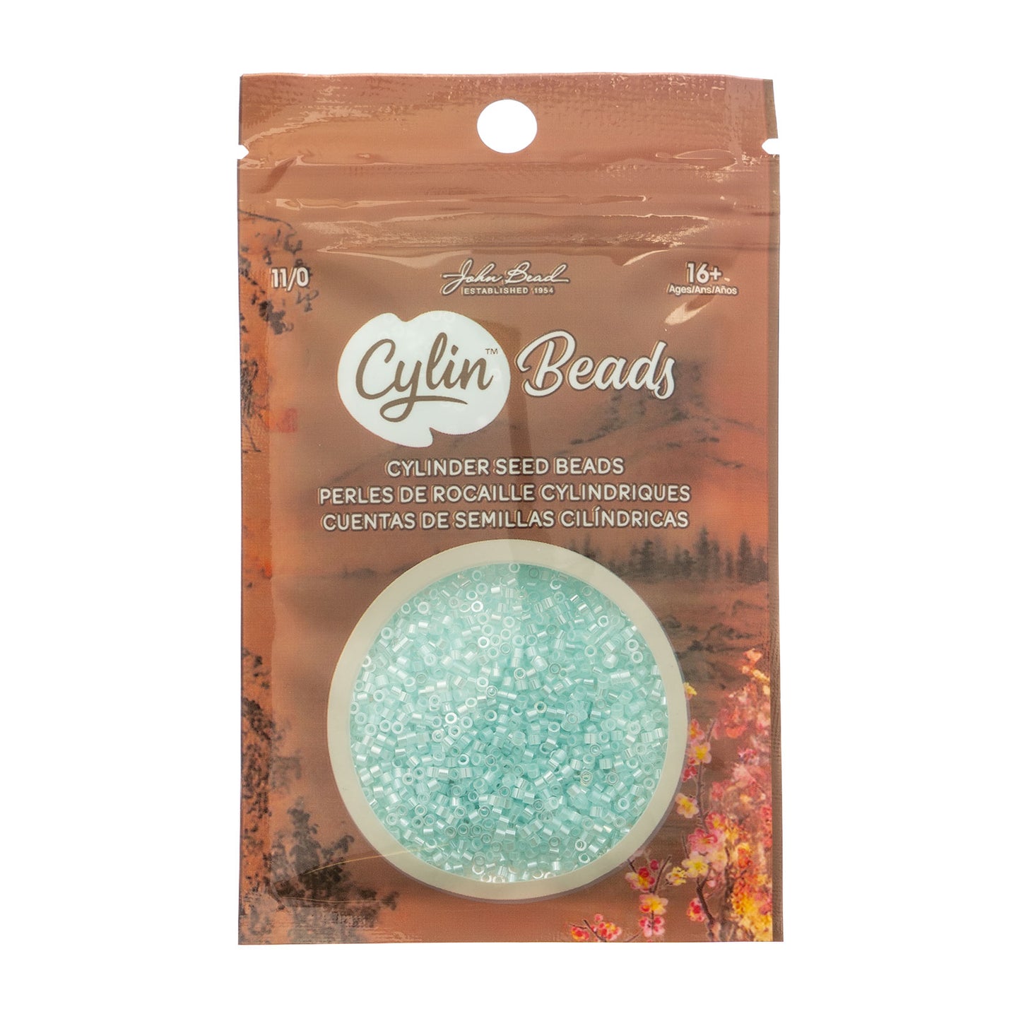 Light Crystal Aqua Ceylon Cylin Beads - 25g Bag