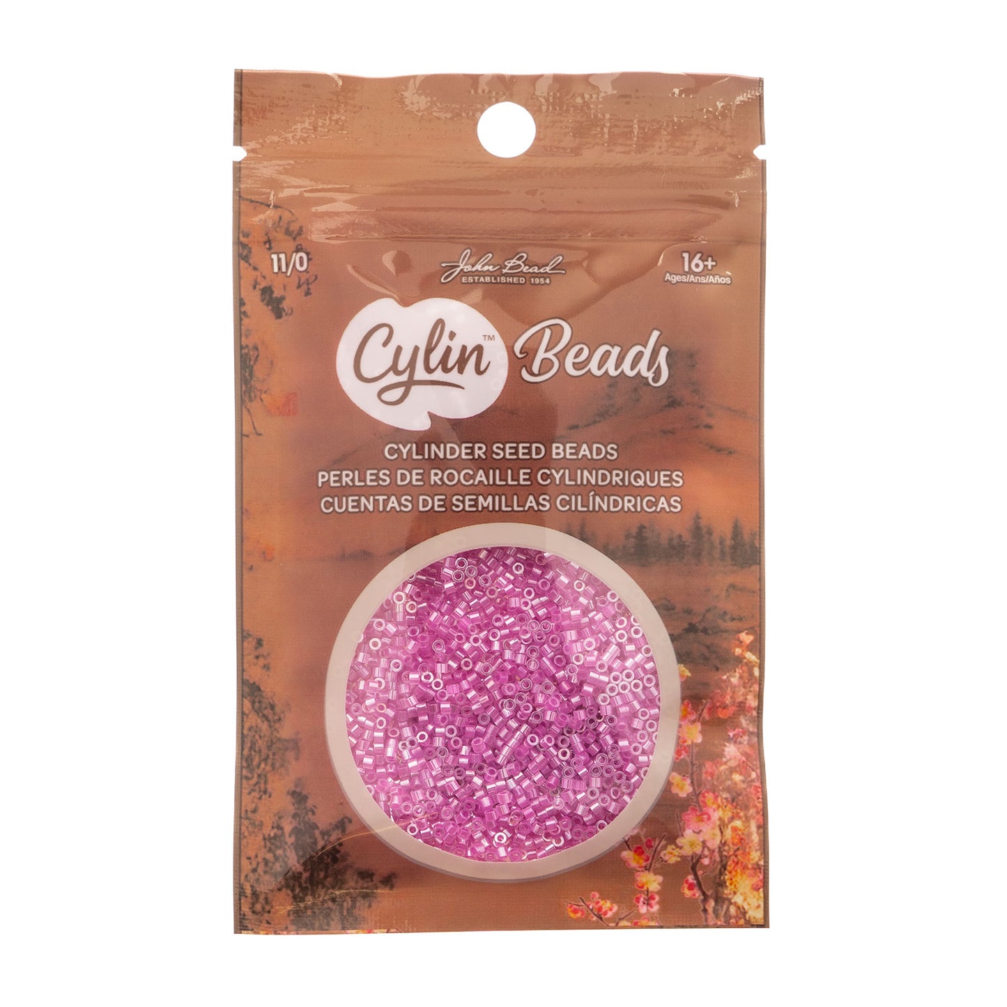 Crystal Fuchsia Lined Ceylon Cylin Beads - 25g Bag