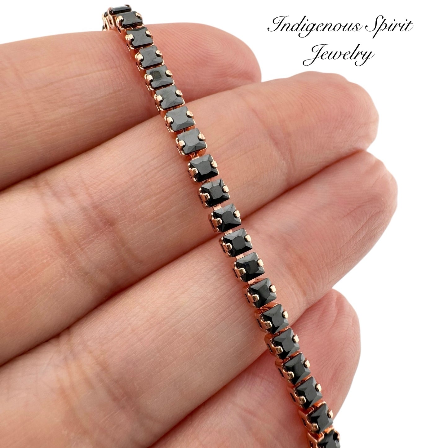 2.5 Square Black Rose Gold Plated Cubic Zirconia Banding
