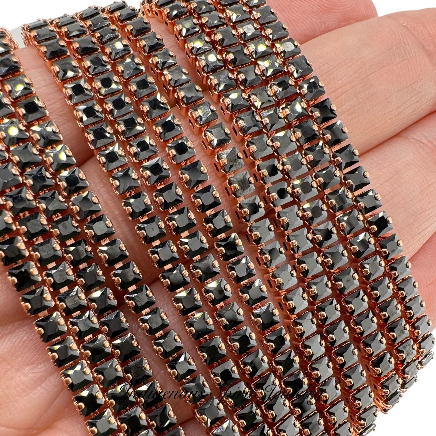 2.5 Square Black Rose Gold Plated Cubic Zirconia Banding