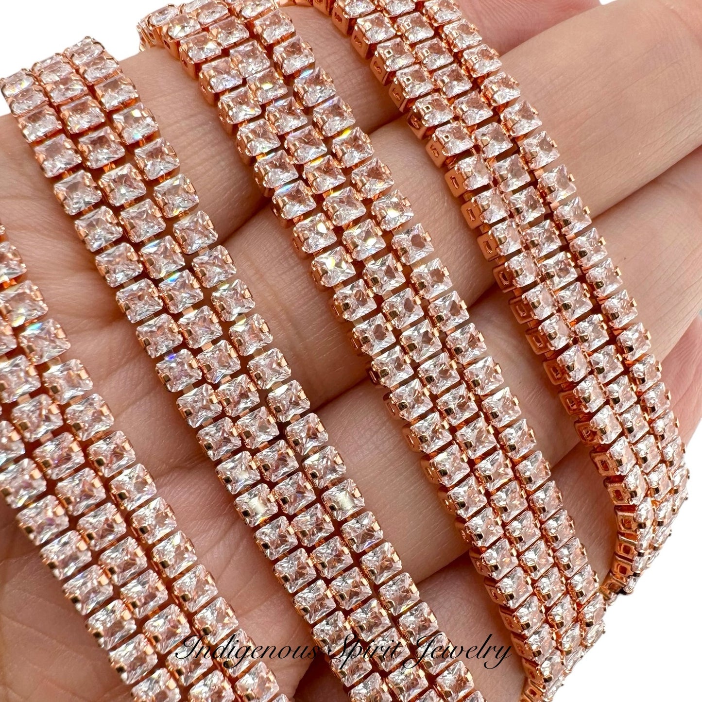 2.5 Square Crystal Rose Gold Plated Cubic Zirconia Banding