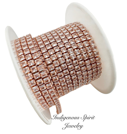2.5 Square Crystal Rose Gold Plated Cubic Zirconia Banding