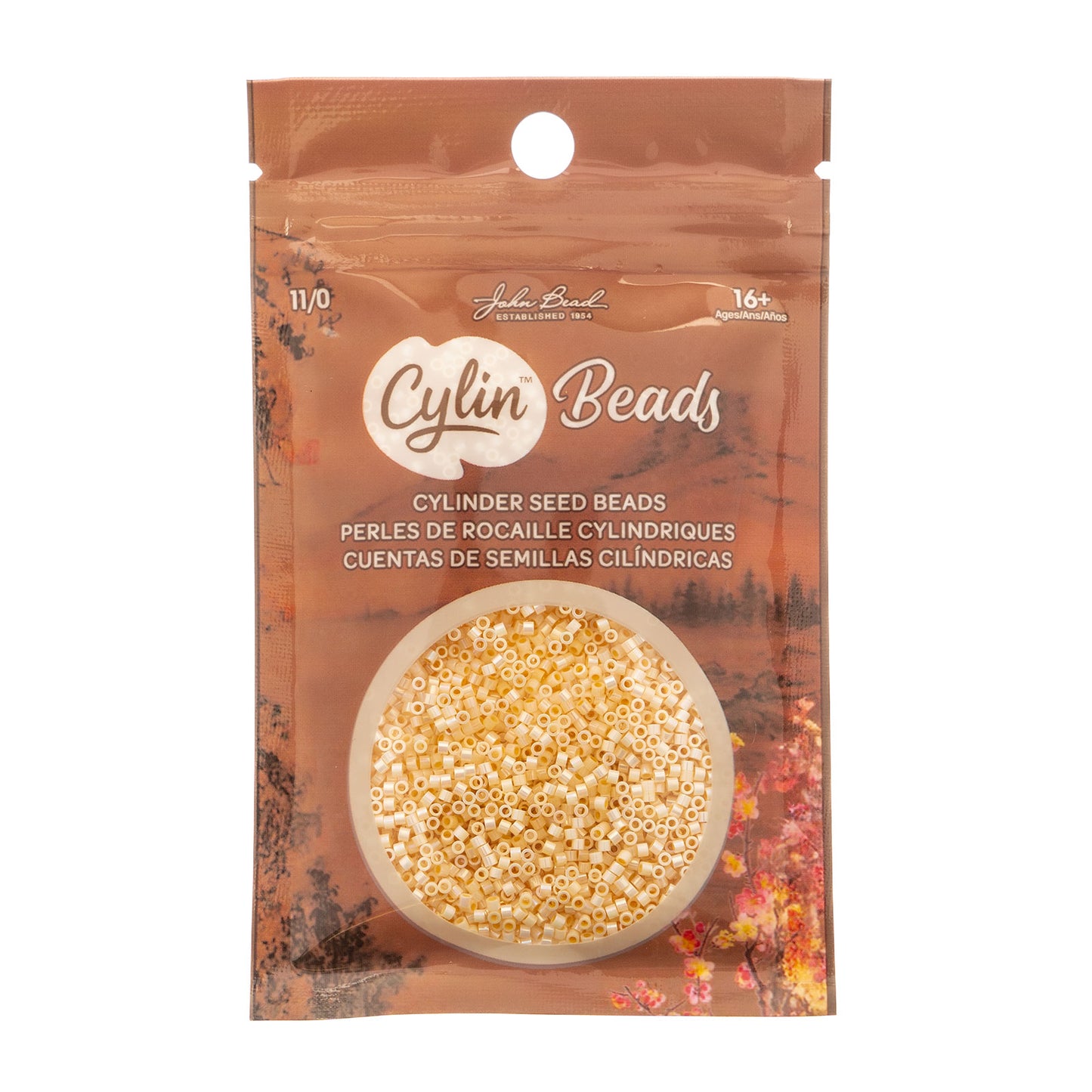 Cream AB Cylin Beads - 25g Bag