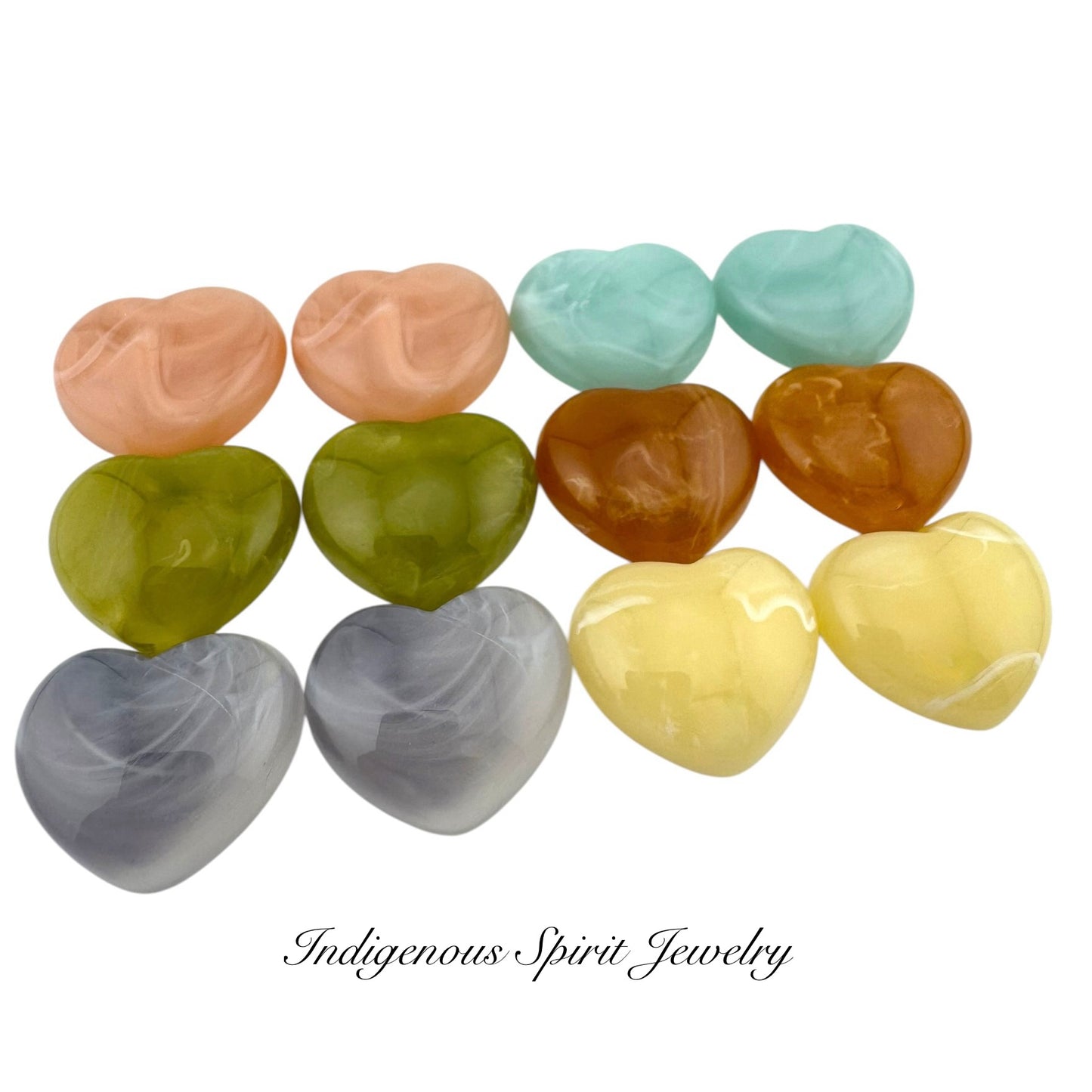 Glossy Swirl Heart Shaped Cabochons