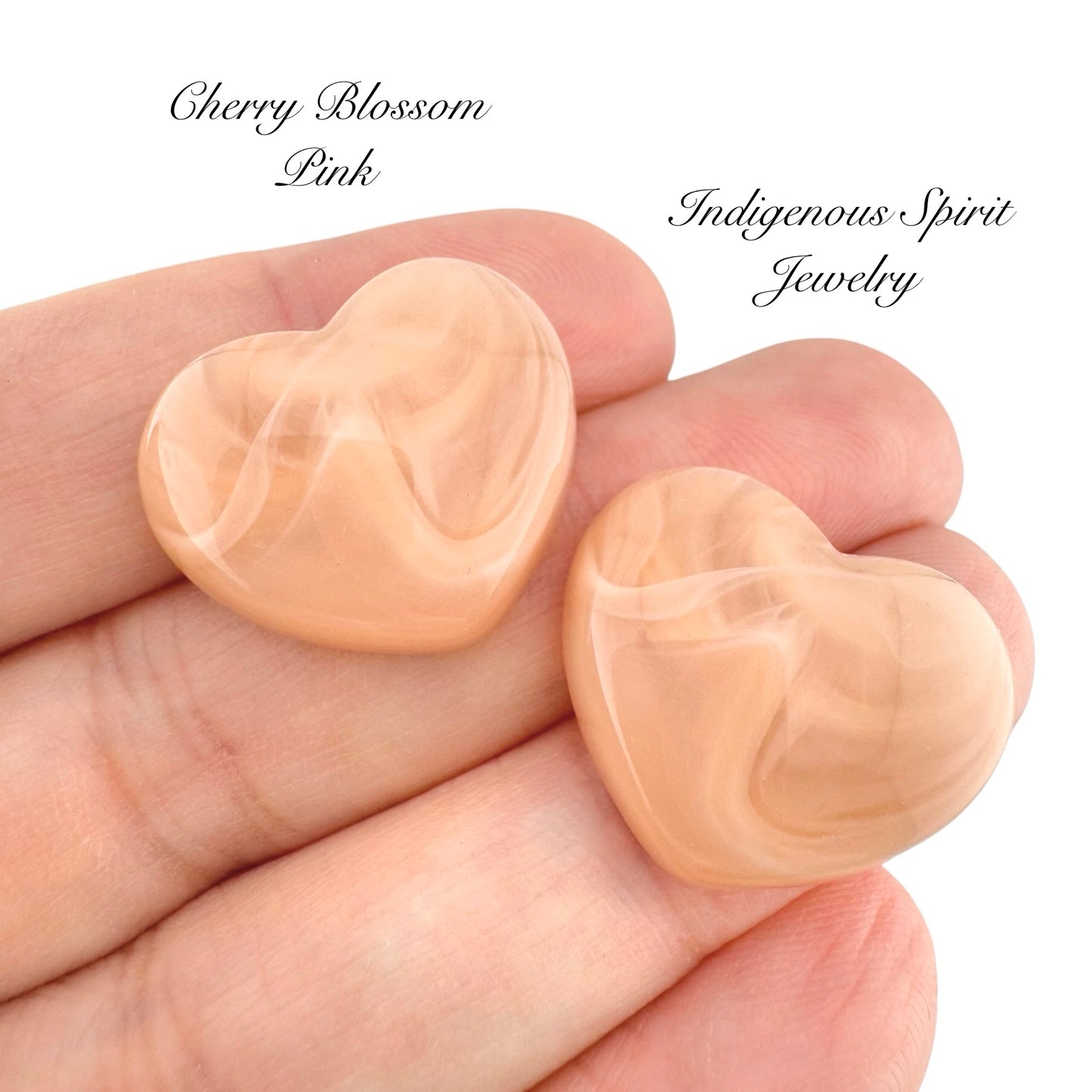 Glossy Swirl Heart Shaped Cabochons