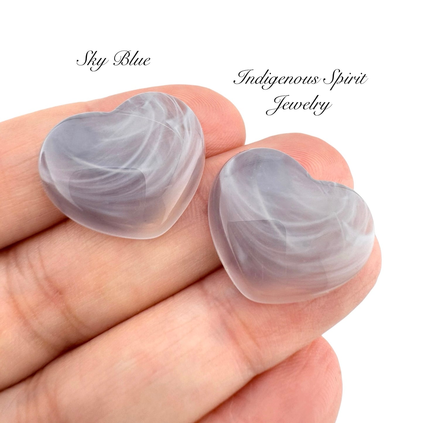 Glossy Swirl Heart Shaped Cabochons