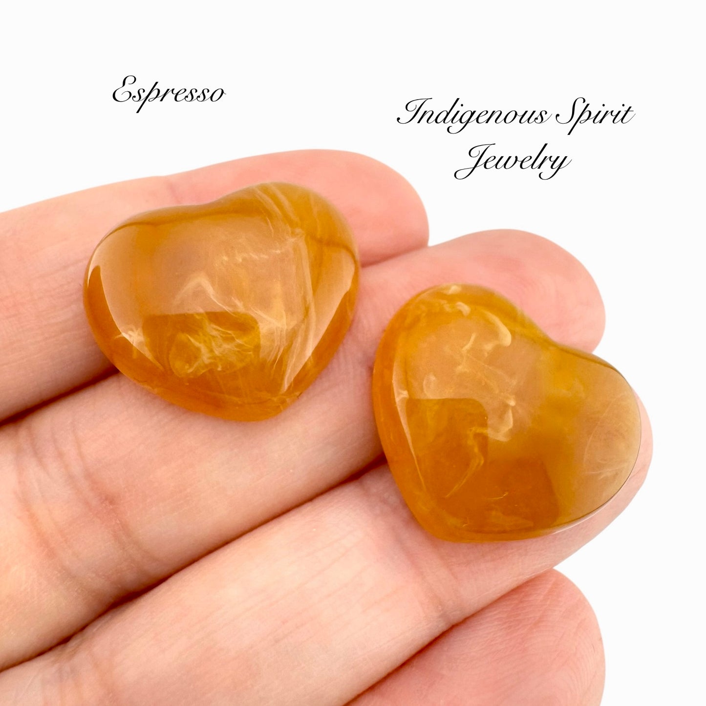 Glossy Swirl Heart Shaped Cabochons