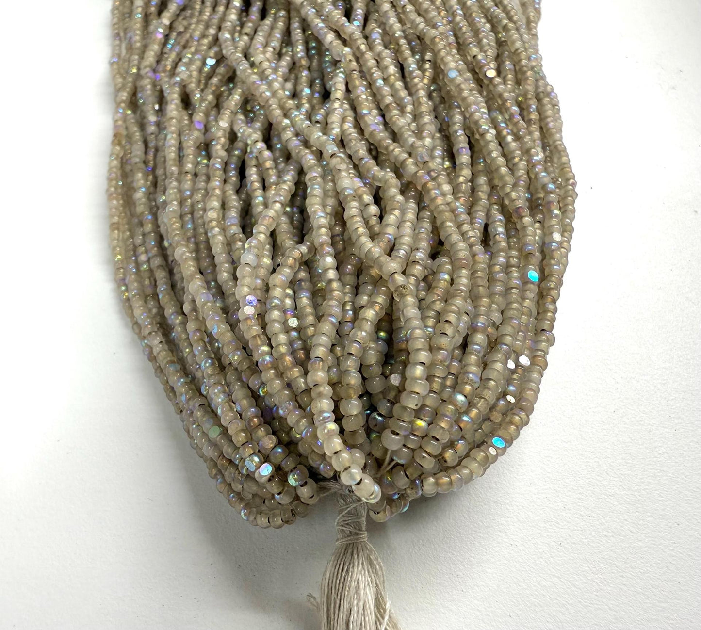Patina White Opal Antique Gold Lined - Sheen 2 Cut Charlotte Cut Beads (11/0)
