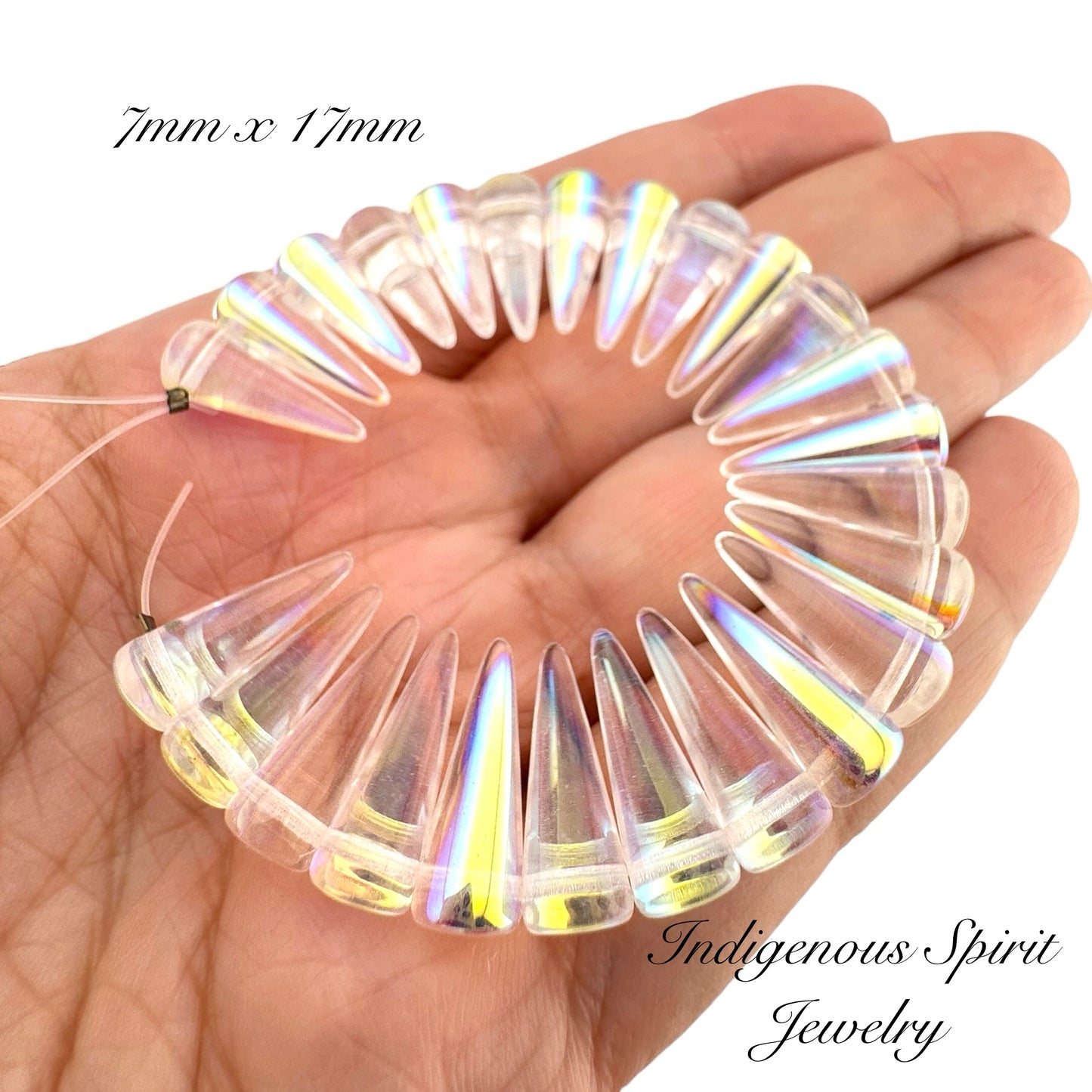 Transparent Crystal AB Halfcoated Preciosa Spike Beads