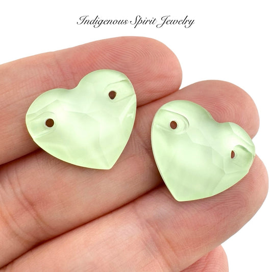 Mint Green Mocha Sew-on Heart K9 Crystal Cabochons