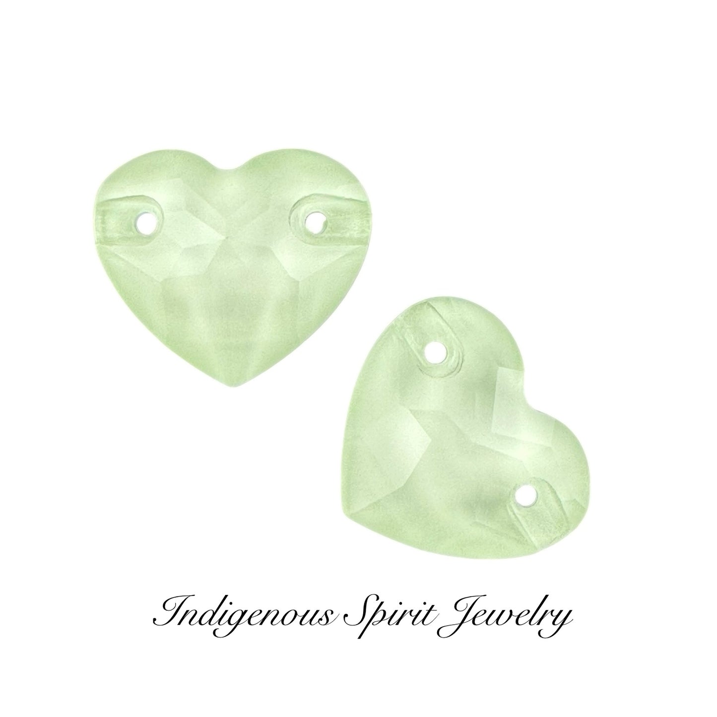 Mint Green Mocha Sew-on Heart K9 Crystal Cabochons