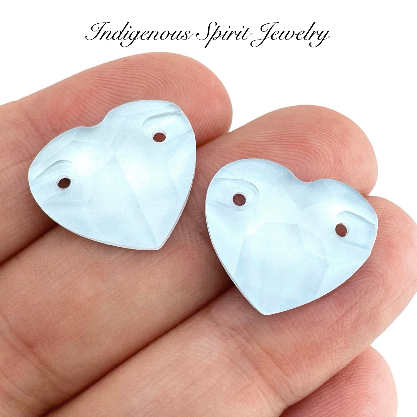 Sky Blue Mocha Sew-on Heart K9 Crystal Cabochons