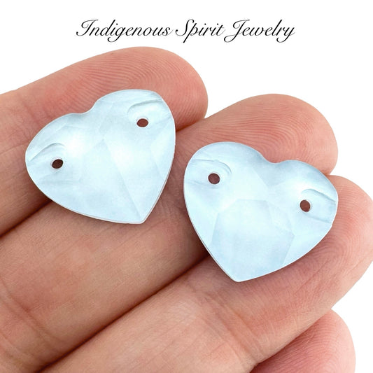Sky Blue Mocha Sew-on Heart K9 Crystal Cabochons