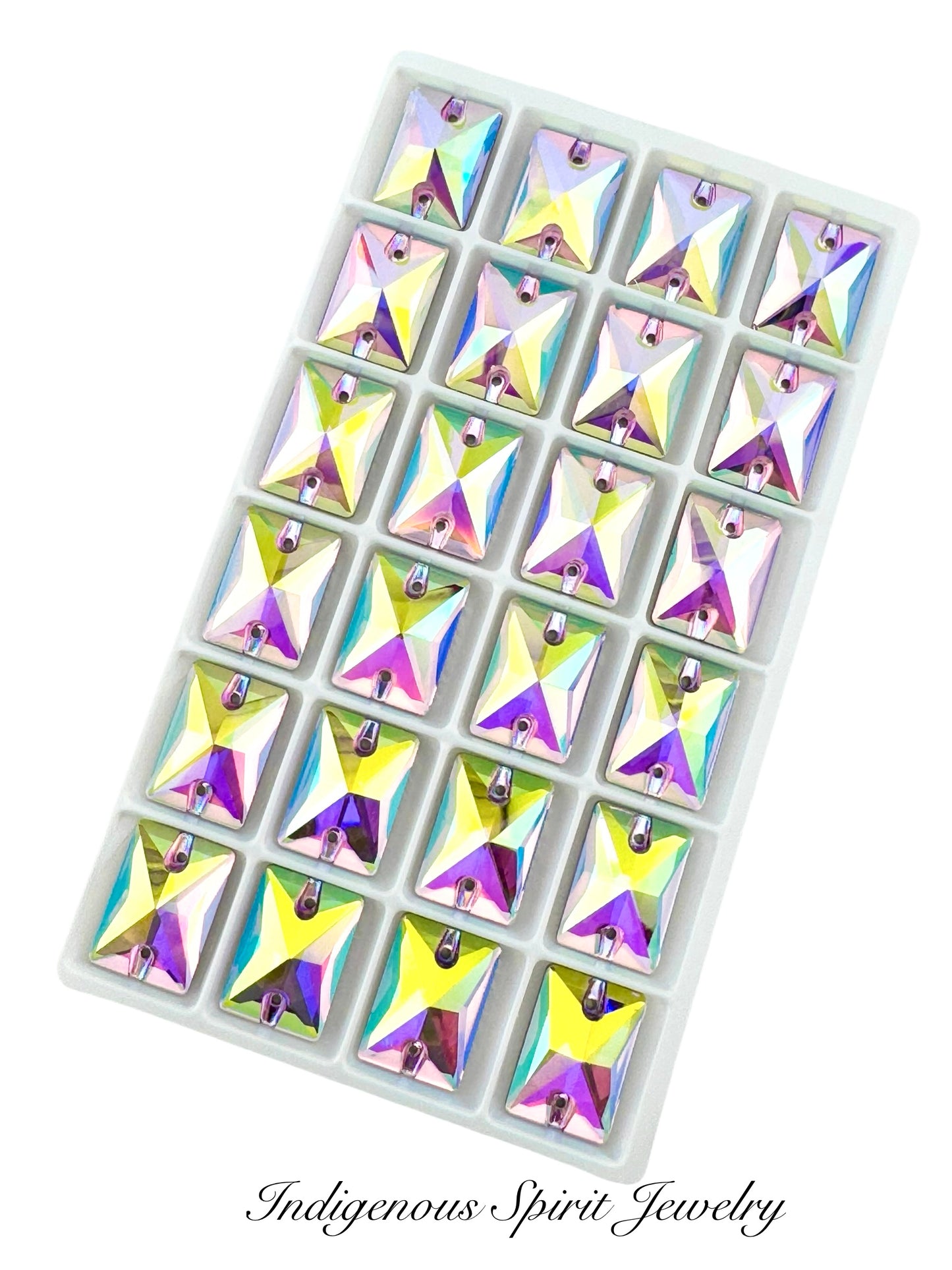 Crystal AB Emerald Cut Sew-on K9 Crystal Cabochons