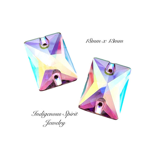Crystal AB Emerald Cut Sew-on K9 Crystal Cabochons