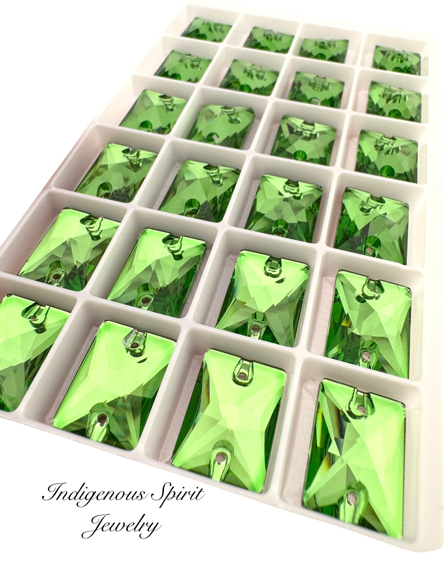 Peridot Emerald Cut Sew-on K9 Crystal Cabochons
