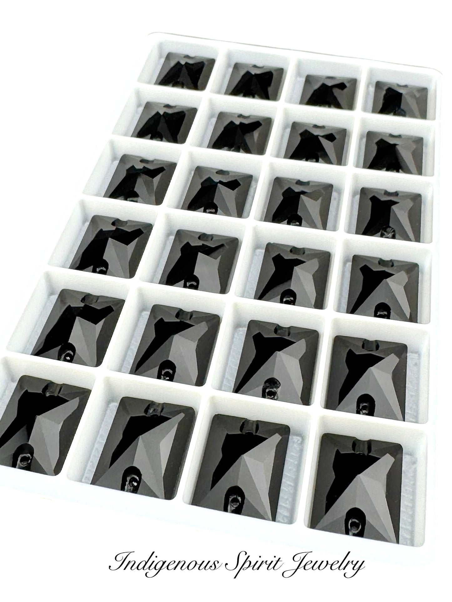 Jet Emerald Cut Sew-on K9 Crystal Cabochons