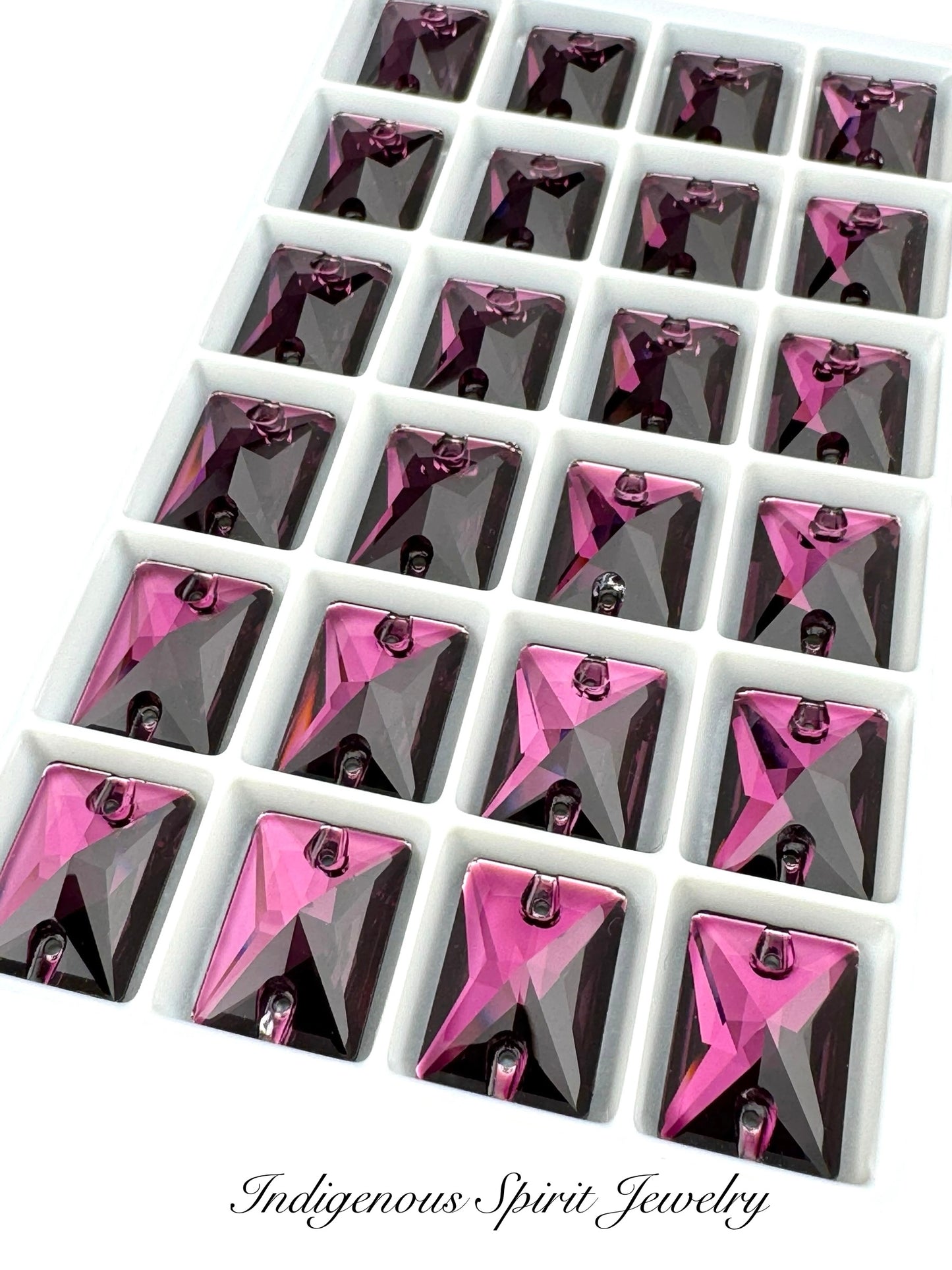 Amethyst Emerald Cut Sew-on K9 Crystal Cabochons