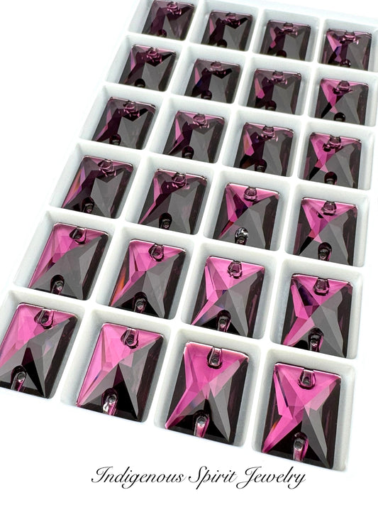 Amethyst Emerald Cut Sew-on K9 Crystal Cabochons