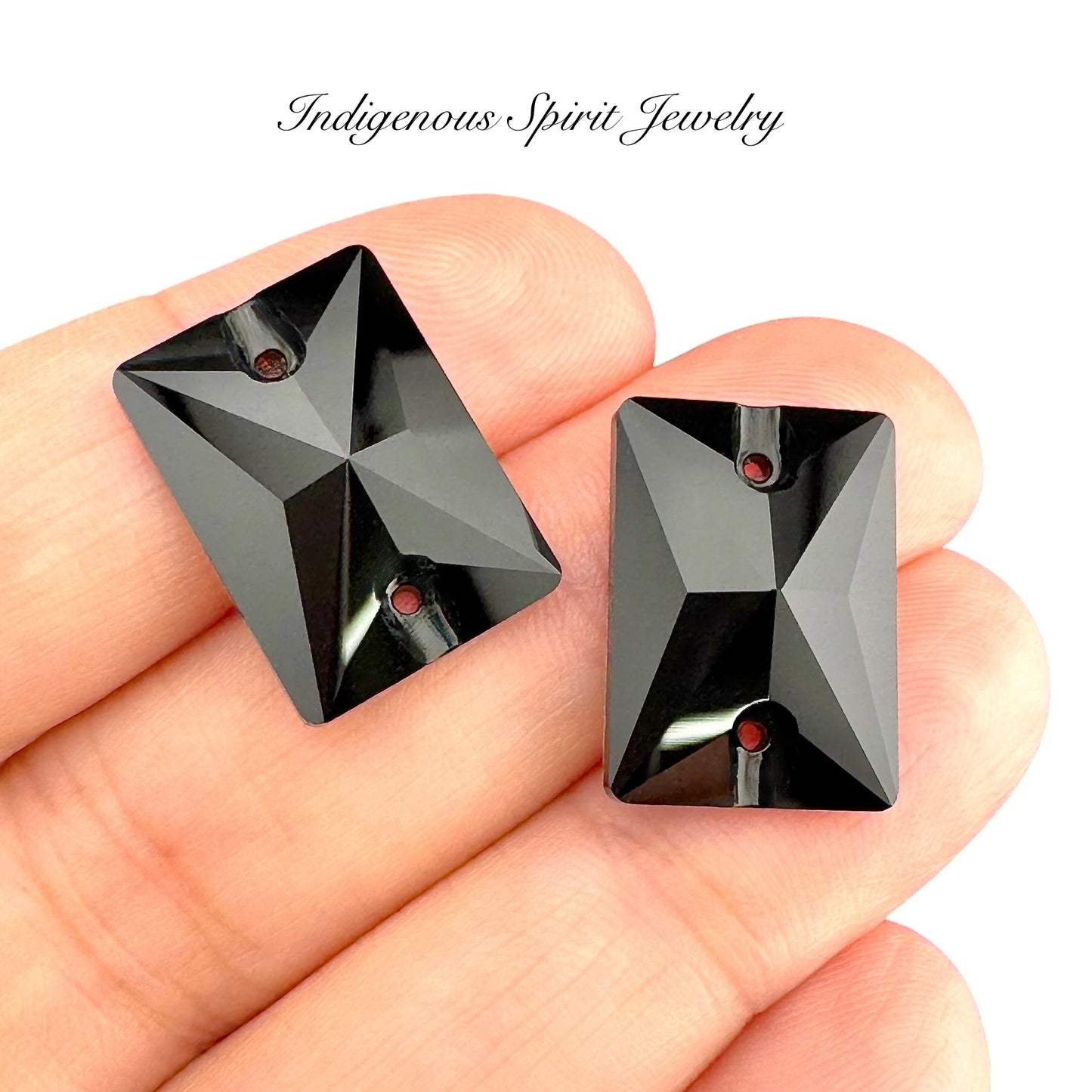 Jet Emerald Cut Sew-on K9 Crystal Cabochons