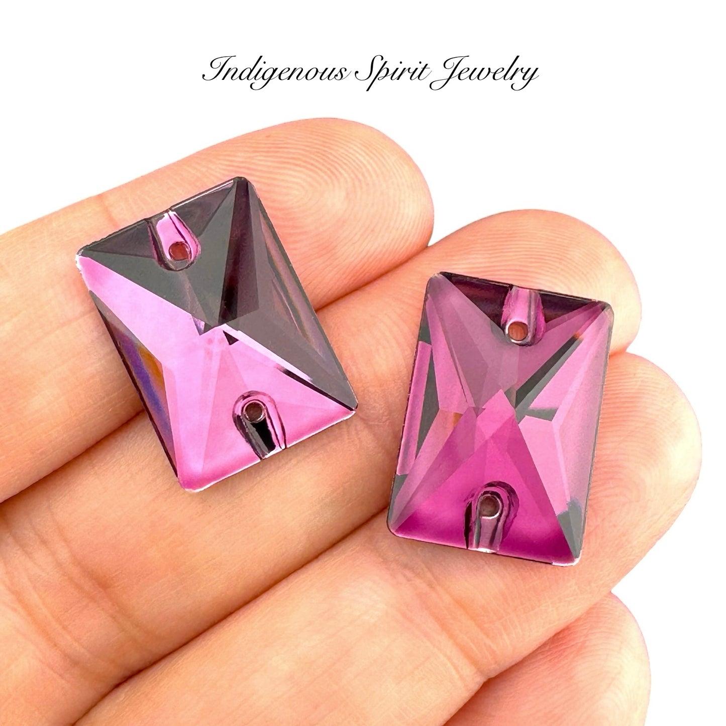 Amethyst Emerald Cut Sew-on K9 Crystal Cabochons