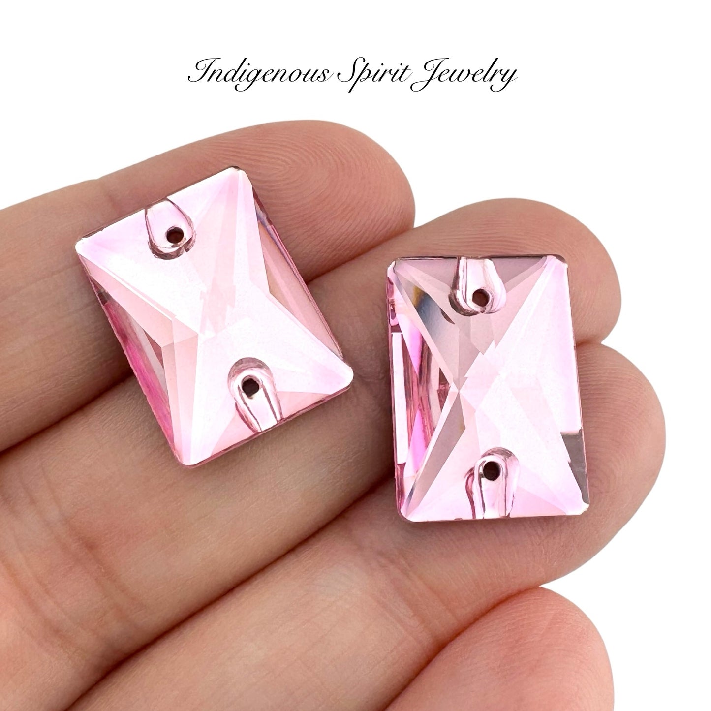 Light Rose Emerald Cut Sew-on K9 Crystal Cabochons
