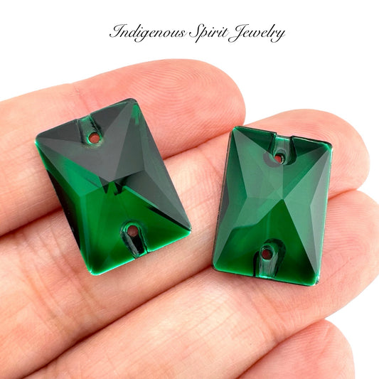 Emerald - Emerald Cut Sew-on K9 Crystal Cabochons